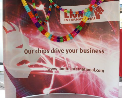 LioniX banner decorated for anniversary