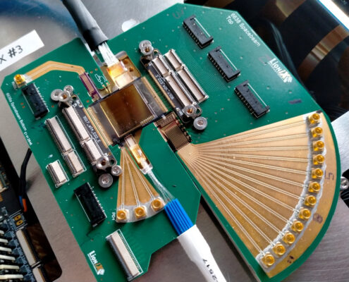 A picture of the hybrid assembly and the PCB around it.